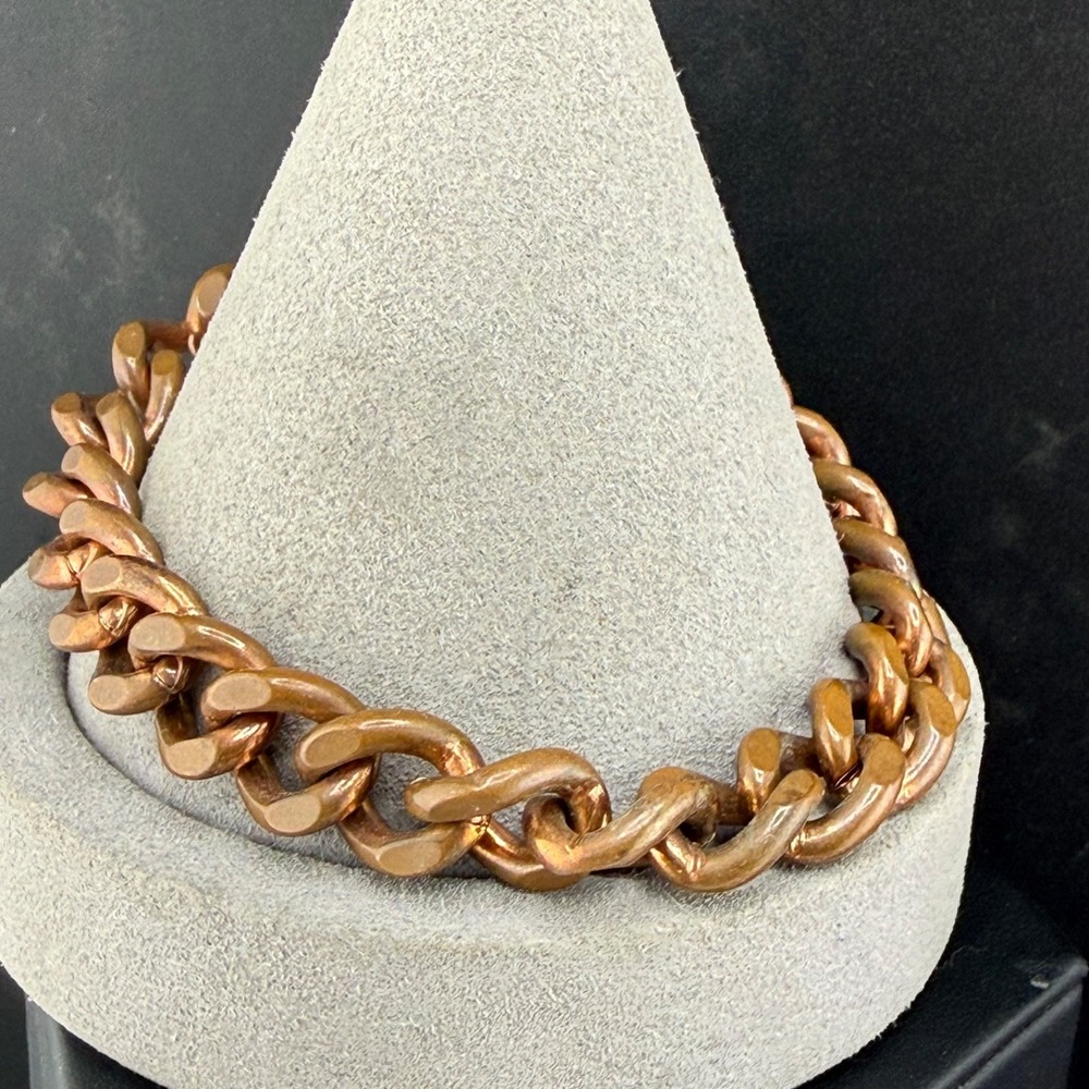 Vintage Solid Copper Bracelet Curb Link Chain 8.5”